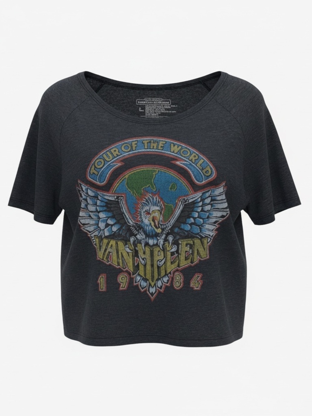 VAN HALEN Vintage STYLE “Tour of the World” 1984 Concert Tee-Shirt in BLK SZ LG